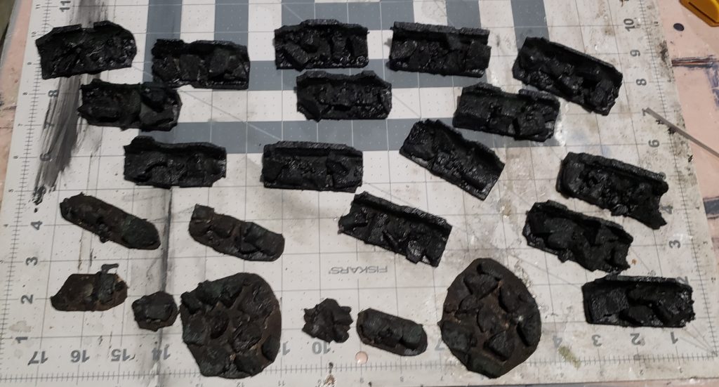 base coated rubble pieces